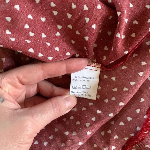 Shein burgundy white heart print dress L - Picture 10 of 14
